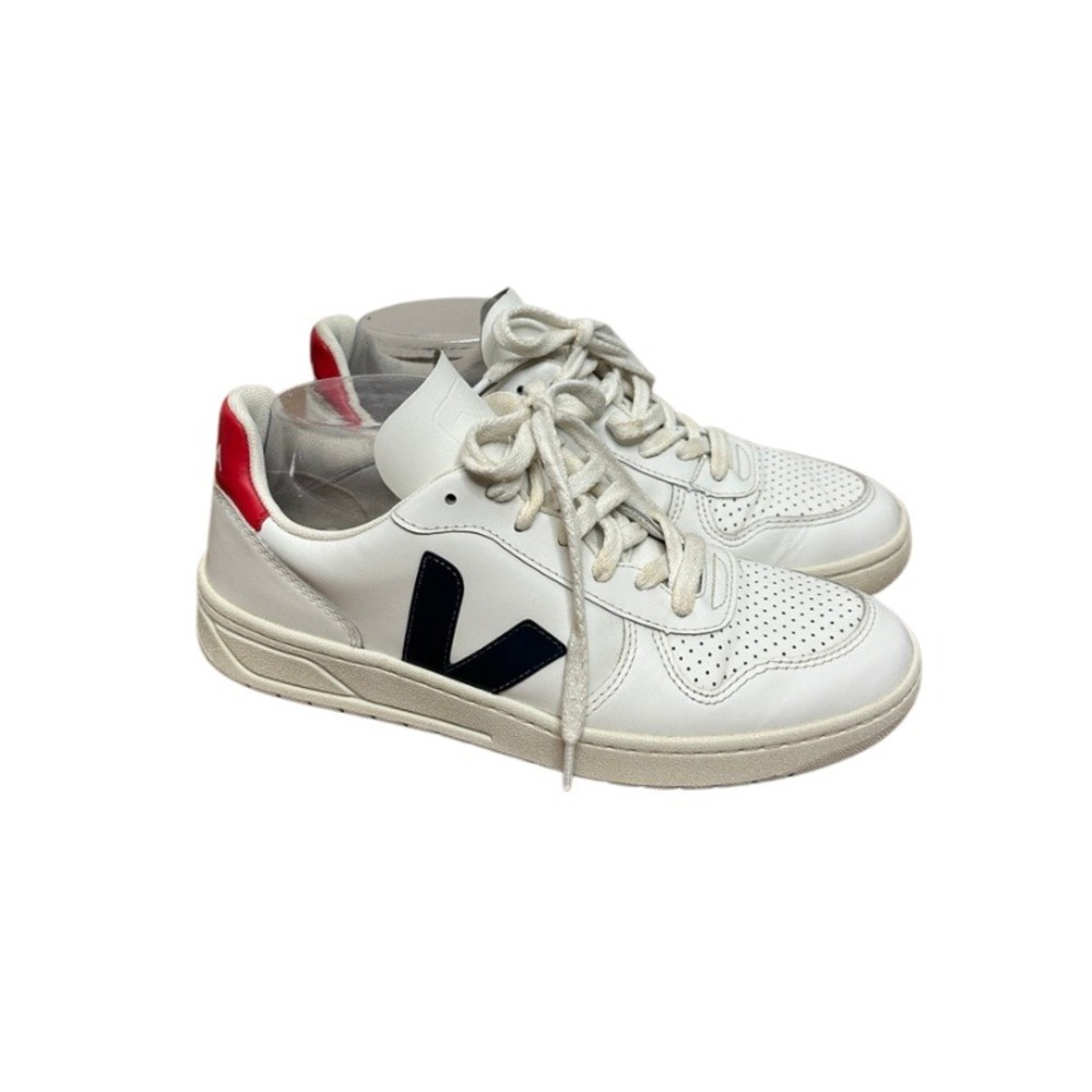 Vejas V-10 Leather Sneaker White Navy Red Low Top EUR 40 US Women 9 Men 7